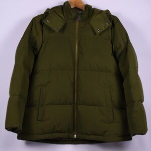Madewell Womens Down Puffer Jacket M Olive Green Hooded Coats